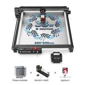 Mecpow X5 Pro 33W Laser + Plateau laser + Mandrin rotatif + Licence LightBurn 1 an