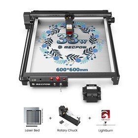 Mecpow X5 Pro 33W Laser Rotary Chuck Laser Bed LightBurn 