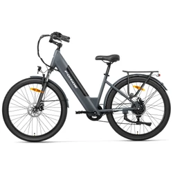 Foride Roamer 1 Step-thru Electric Bike, 250W Motor, 36V 13Ah Battery, 27.5 inch Tires, 25km/h Max Speed, 100km Max Range, Disc Brake, Suspension with Lockout, Shimano 7-speed - Grey