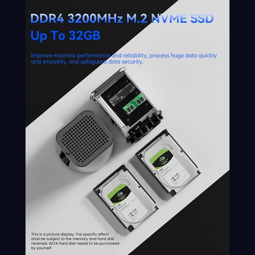 AOOSTAR R7 NAS Mini PC 32GB 1TB Grey EU Plug