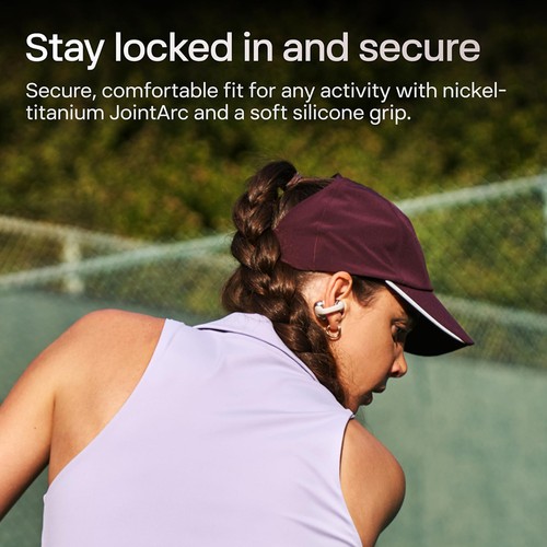 SHOKZ OpenDots ONE Öronproppar med öppna öron, Dolby Audio, IP54 vattentåliga, upp till 40 timmars speltid, flerpunktsparning - Grå