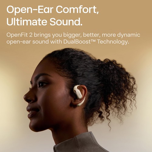 SHOKZ OpenFit 2 Hörlurar med öppna öron, vita