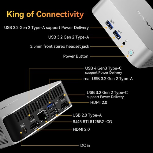 GEEKOM A8 AI Mini PC R7 8745HS 32GB 1TB