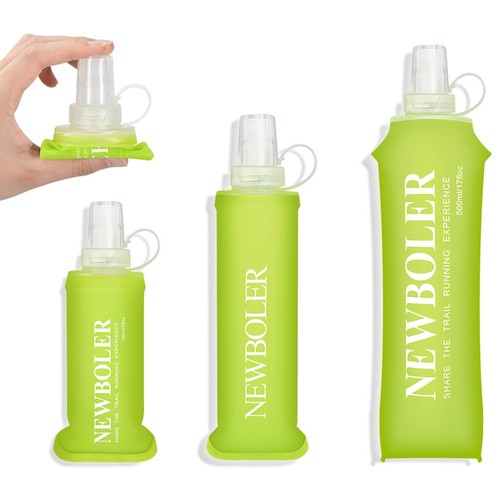 NEWBOLER BOT200 Faltbare, weiche Wasserflasche, zusammenklappbare, tragbare Sportflasche, BPA-frei – 150 ml, Zitronengelb