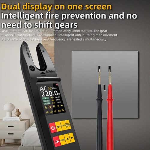 BSIDE U5 Zangenamperemeter, 600 A AC/DC, True RMS Auto-Ranging, TFT-Farbbildschirm, NCV, USB wiederaufladbar 1200 mAh, U-förmiges Multimeter