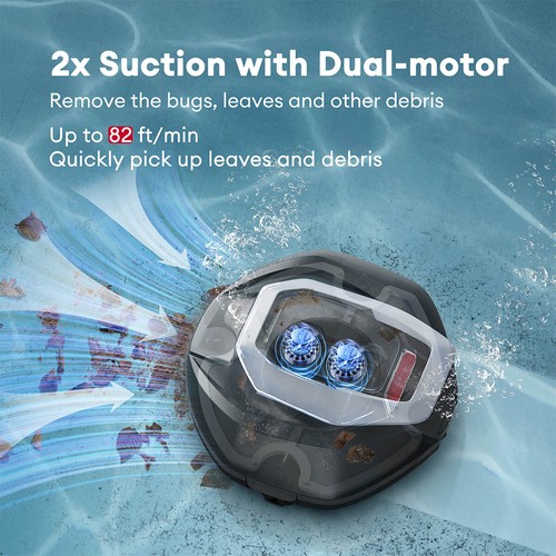 Ultenic Pooleco 10 Roboter-Poolreiniger, 90 Minuten Laufzeit, 5200 mAh, 2 Motoren, für eingebaute/oberirdische Pools bis zu 850 Quadratfuß