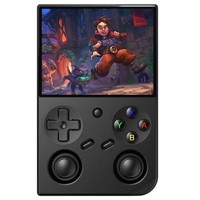 ANBERNIC RG35XX Pro Game Console, 64GB + 128GB TF Card with 11000+ Games, 3.5 inch IPS Screen, 30+ Emulators, Multimedia App, 7 Hours of Playtime, Dual Joysticks - Black