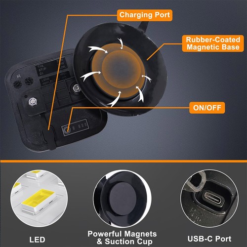 ORPRO 5023B 2 Stück kabellose magnetische LED-Anhängerleuchten – IP67 wasserdicht, 7-poliger auf 4-Wege-Adapter, US-Stecker – für LKWs, Wohnmobile, Boote