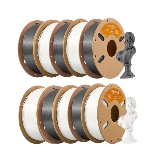 10kg ERYONE Filament PLA+ Haute Vitesse 5kg Blanc ivoire/Gris
