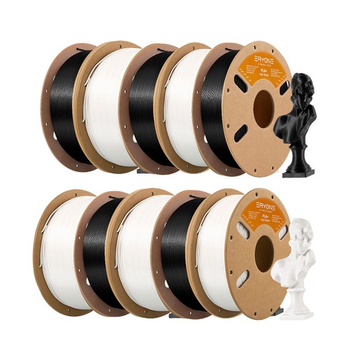 10kg ERYONE Filament PLA+ Haute Vitesse 5kg Blanc ivoire/Noir