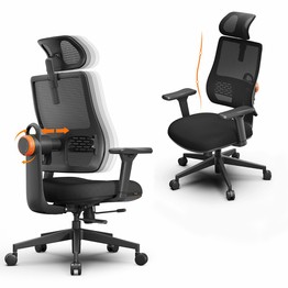 NEWTRAL MAGICH003 Chaise ergonomique (Mise à niveau), dossier à suivi automatique, support lombaire adaptatif, profondeur d'assise réglable, accoudoir inclinable 3D, 3 positions à verrouiller