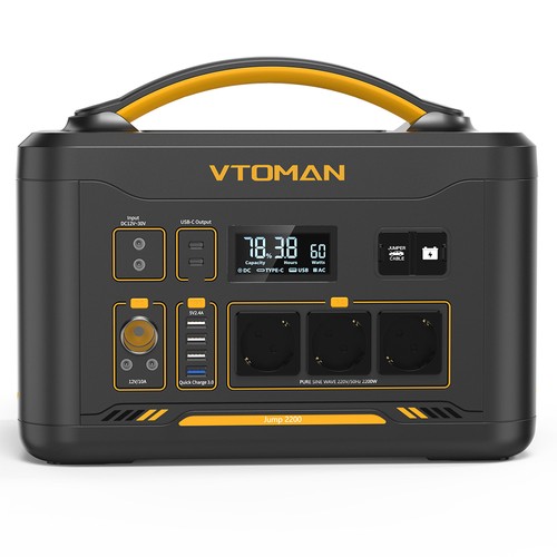 Tragbares Kraftwerk VTOMAN Jump 2200, 1548 Wh LiFePO4-Akku, 2200 W AC-Ausgang, erweiterbar auf 3096 Wh