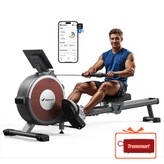 MERACH Q1S Rameur Magnétique 16 Niveaux Résistance 160kg Capacité Double Rail LCD Compatible App Réglage Manuel