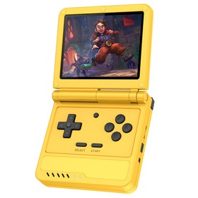Powkiddy V90S Flip Handheld Game Console 256GB Yellow
