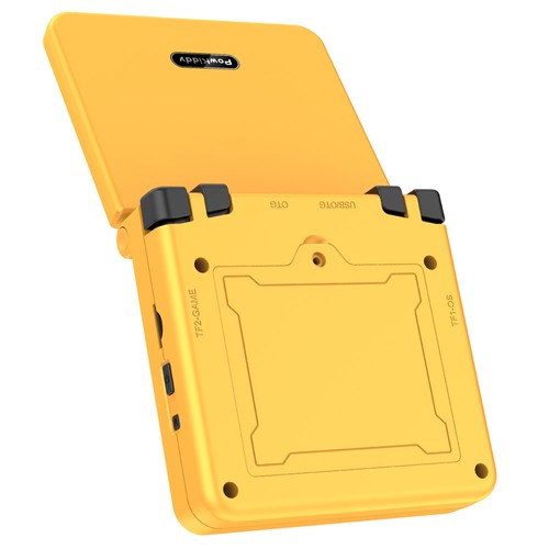 Powkiddy V90S Flip Handheld-Spielkonsole, Gelb