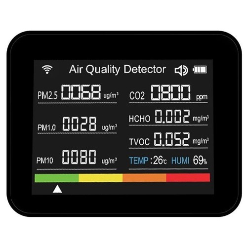 2C08 13 in 1 Tuya WIFI Luftqualitätsmonitor, Schwarz