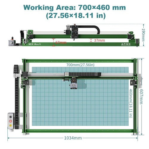 NEJE Max4 V2 E80 20W Lasergravierer und -schneider, motorisierte Z-Achse, 1000 mm/s schnelle Geschwindigkeit, 750 x 460 mm