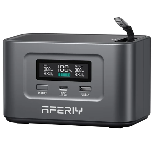 AFERIY Nano100 Portable Power Station, 100W 99.2Wh, Telescopic Type-C Cable, Carry-on Airplane, 1.5h Full Charge, 3000+ Cycles LiFePO₄ Battery
