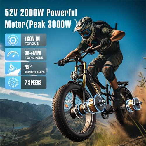 FENGQS H6PRO Elektrofahrrad 1000W*2 52V 20Ah Schwarz Golden