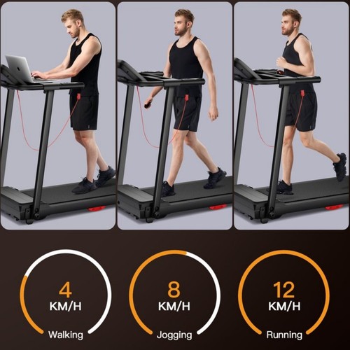 ROBORE P16 Hopfällbart Löpband 12 km/h, 12 Inbyggda Program, Med Pulssensor, Dubbelt Kuddesystem, 136 kg Viktkapacitet
