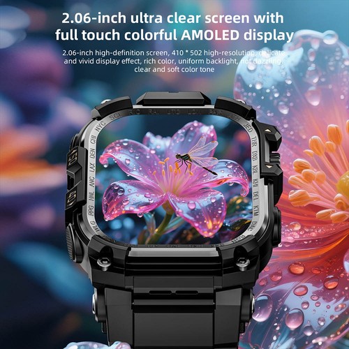 LOKMAT APPLLP 7 MAX Smartwatch, 2,06 Zoll AMOLED-Bildschirm, unterstützt 4G/5G LTE, GPS-Positionierung, Herzfrequenzüberwachung