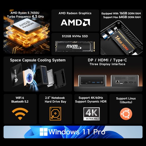 BMAX B4Turbo Mini PC Intel N150 Mini PC de 12e | Ubuy