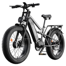 FENGQS H6PRO Vélo électrique, moteur 1000 W x 2, batterie 52 V 17.5 Ah, pneus 26 x 4 pouces, vitesse maximale 60 km/h, autonomie 140 km, 7 vitesses, écran LCD - Gris