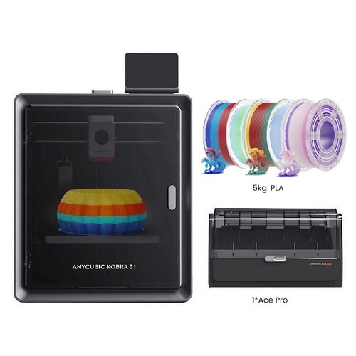 Anycubic Kobra S1 Combo + 5kg Mecpow PLA (2kg HS PLA Matt + 3kg PLA) - Regenbogen