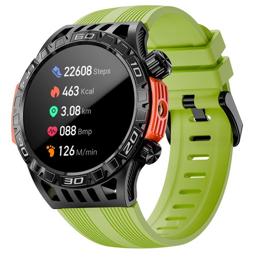 LOKMAT ZEUS 6 PRO Smartwatch, Doppeltaschenlampe, Bluetooth-Anrufe, 5 ATM wasserdicht, KI-Sprachassistent, Gesundheitsüberwachung – Grün