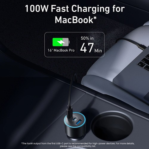 Anker Nano billaddare, 167,5 W total uteffekt, 1 x 100 W USB-C, 1 x 45 W USB-C, 1 x 22,5 W USB-A
