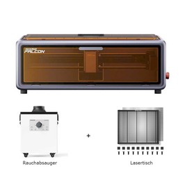 Creality Falcon A1 10W FDA Klasse 1 Laser + 150W Rauchabsauger + Laserbett