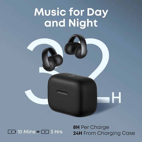 Anker Soundcore AeroClip Open-Ear Clip-On Earbuds Black