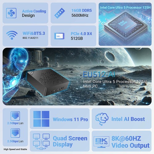 MINIX Elite EU512-AI Mini-PC 16 GB 512 GB EU-Stecker