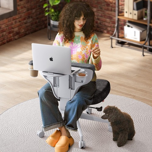 Sedia NEWTRAL Freedom-X-FP con gambe incrociate senza braccioli, sedia ergonomica multi-postura per ufficio domestico, vassoio regolabile per laptop per lavoro e relax 