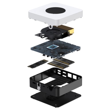 CHUWI LarkBox X Mini-PC, Intel N150 4 Kerne, max. 3,6 GHz, 16 GB RAM, 512 GB SSD, Typ C + HDMI + DP 4K-Dreifachdisplay, WiFi 6, Bluetooth 5.2, 2 x USB 3.2 Gen 2 Typ A, 2 x USB 3.2 Gen 1 Typ A, 1 x 2,5 G RJ45, 1 x 1 G RJ45, 1 x Audiobuchse