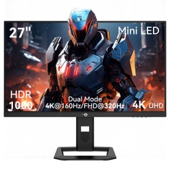 TITAN ARMY P275MV PLUS Gaming-Monitor, 27 Zoll Fast-IPS-Bildschirm, 3840 x 2160 bei 160 Hz und 1920 x 1080 bei 320 Hz, HDR1000, DyDs Mini-LED, 1 ms GTG-Reaktionszeit, FreeSync, 2 x USB-A, 1 x USB-B, 1 x Typ-C, 2 x HDMI 2.1, 1 x DP 1.4, 1 x Audio