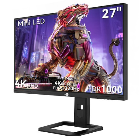 TITAN ARMY P275MV PLUS Gaming-Monitor, 27 Zoll Fast-IPS-Bildschirm, 3840 x 2160 bei 160 Hz und 1920 x 1080 bei 320 Hz, HDR1000, DyDs Mini-LED, 1 ms GTG-Reaktionszeit, FreeSync, 2 x USB-A, 1 x USB-B, 1 x Typ-C, 2 x HDMI 2.1, 1 x DP 1.4, 1 x Audio