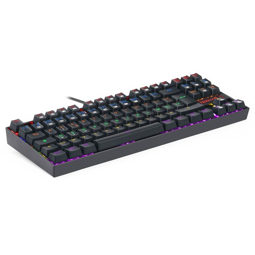 Redragon K552-KR-FR Mechanische Tastatur mit Regenbogen-Hintergrundbeleuchtung, TKL-Format, kompakt, 88 Tasten, AZERTY FR-Layout, rote Schalter – Schwarz