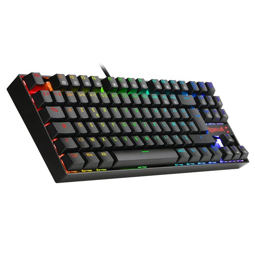 Redragon K552P-KR-FR RGB-Hintergrundbeleuchtung, mechanische TKL-Tastatur, kompakt, 88 Tasten, AZERTY FR-Layout, rote Schalter – Schwarz