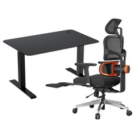 ACGAM JSZ-3 Black Desk Frame + Black Desktop + NT002 Ergonomic Chair Black