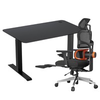 ACGAM JSZ-3 Black Desk Frame + Black Desktop + NEWTRAL NT002 Ergonomic Chair with Footrest