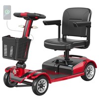 Unificare Mate Four-wheeled Scooter for the Elderly, 250W Motor, 24V 20Ah Battery, Front 8 inch & Rear 9 inch Tires, 7.8km/h Max Speed, 35km Range, Magnetic Brake, 190kg Max Load - Red