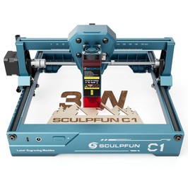 SCULPFUN C1 3W mini lézergravírozó, 10000mm/perc, gravírozási terület 150*130mm, 0,04mm ultrafinom tömörített pont, 100nm-500nm hatékony szűrés