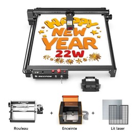 Mecpow X5 Laser 22W + rouleau rotatif + lit laser + boîtier ignifuge