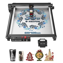 Mecpow X5 Pro lézergravírozó vágó, 33 W lézerteljesítmény, automatikus levegőrásegítés, 0,08x0,1 mm lézerpont, 28000 mm/perc gravírozási sebesség, biztonsági zár, vészleállító, lángérzékelés, offline gravírozás, 600x600 mm