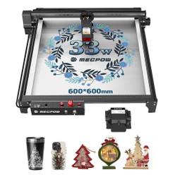 Mecpow X5 Pro Machine de gravure laser 33W, zone de gravure 600 x 600 mm, point laser 0,08 x 0,1 mm avec assistance pneumatique automatique EU