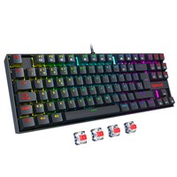 Redragon K552P-KR-ES Mechanical Gaming Keyboard – Spanish Layout, Compact 87 Keys, RGB Backlit, Blue Switch, Metal Panel, Anti-Ghosting, Wired USB Keyboard for PC, Laptop, Office, Gamers, and Typists – Black