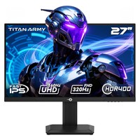 TITAN ARMY P2712V Gaming Monitor,  27 inch Fast IPS, 3840×2160@160Hz & 1920×1080@320Hz, HDR400, 12 Scenario Modes, Game Assist, 1ms GTG Response Time, Dynamic OD, RGB Gaming Lighting, Low Blue Light, 2*HDMI 2.1, 2*DP 1.4, 1*Audio