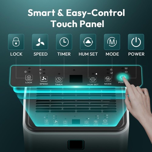 HUMILABS 12L Luftentfeuchter mit Kontrollleuchten und 24-Stunden-Timer