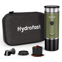 Hydrofast PO-100 hordozható eszpresszófőző, 20 bar nyomás, 9600mAh akkumulátor, 2 az 1-ben kapszula és őrölt kávé, vezeték nélküli fűtés, kompakt utazó kialakítás